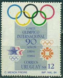 Уругвай, 1985, 90 лет МОК, 1 марка